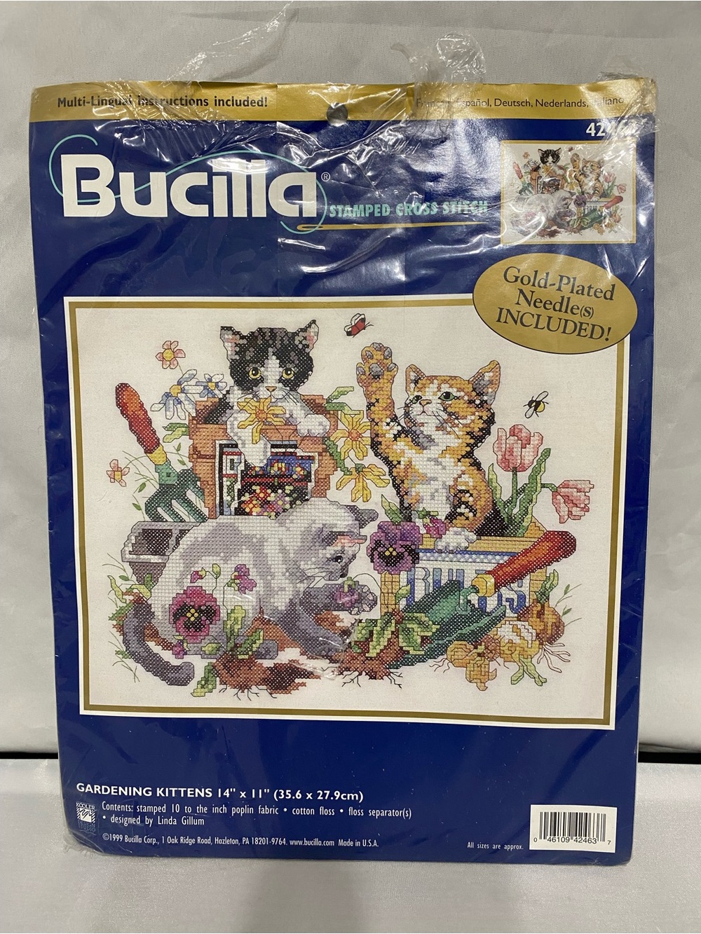 Bucilla Multicolor Gardening Kittens Cross-Stitch Artwork